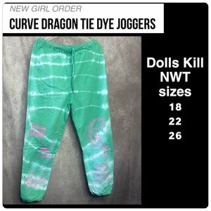 Dolls Kill X New Girl Order Curve Dragon Tie Dye Joggers NWT Sizes 18, 22, 26
